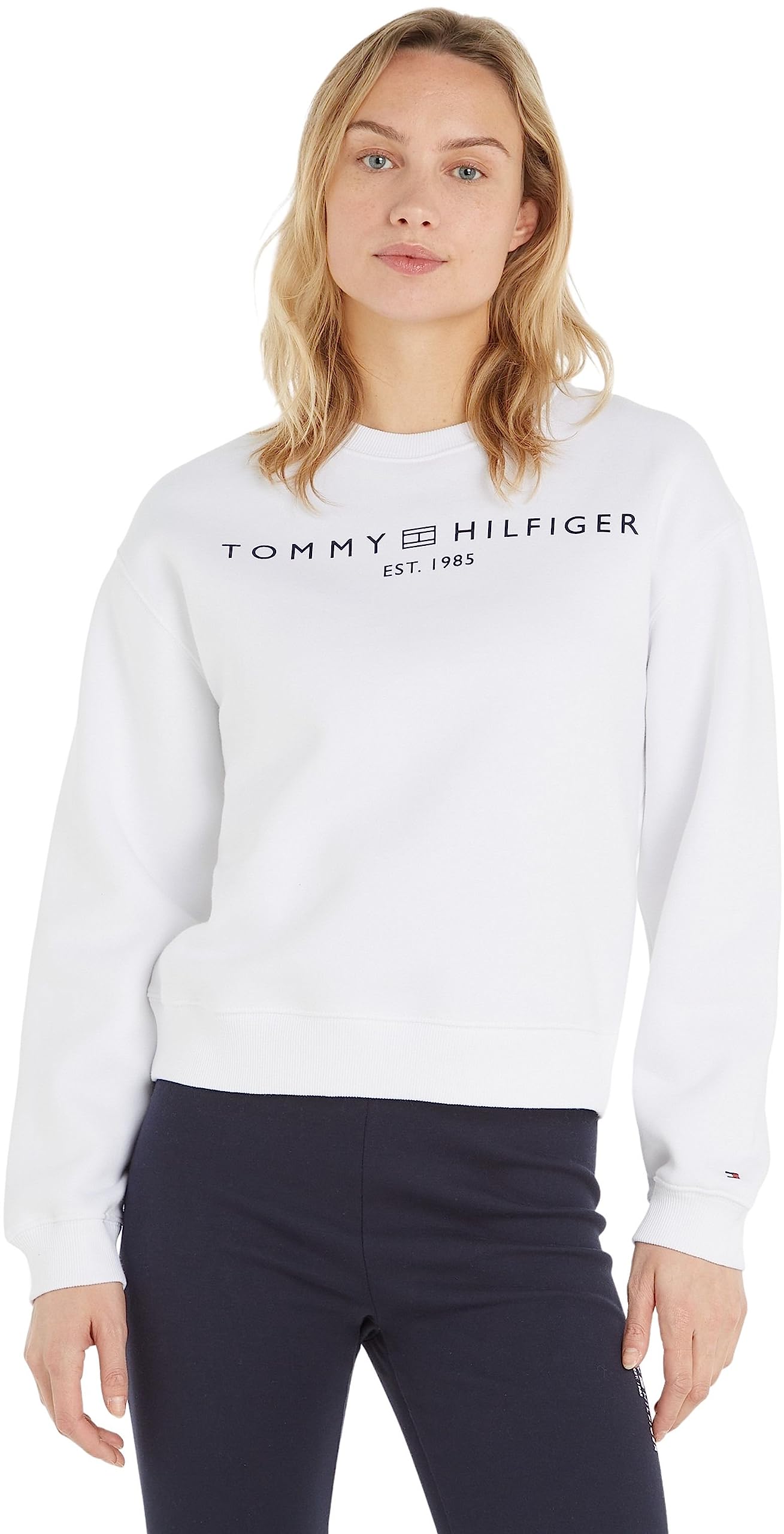 Tommy Hilfiger Women's Sweatshirt without Hood, White (Th Optic White), XXL
