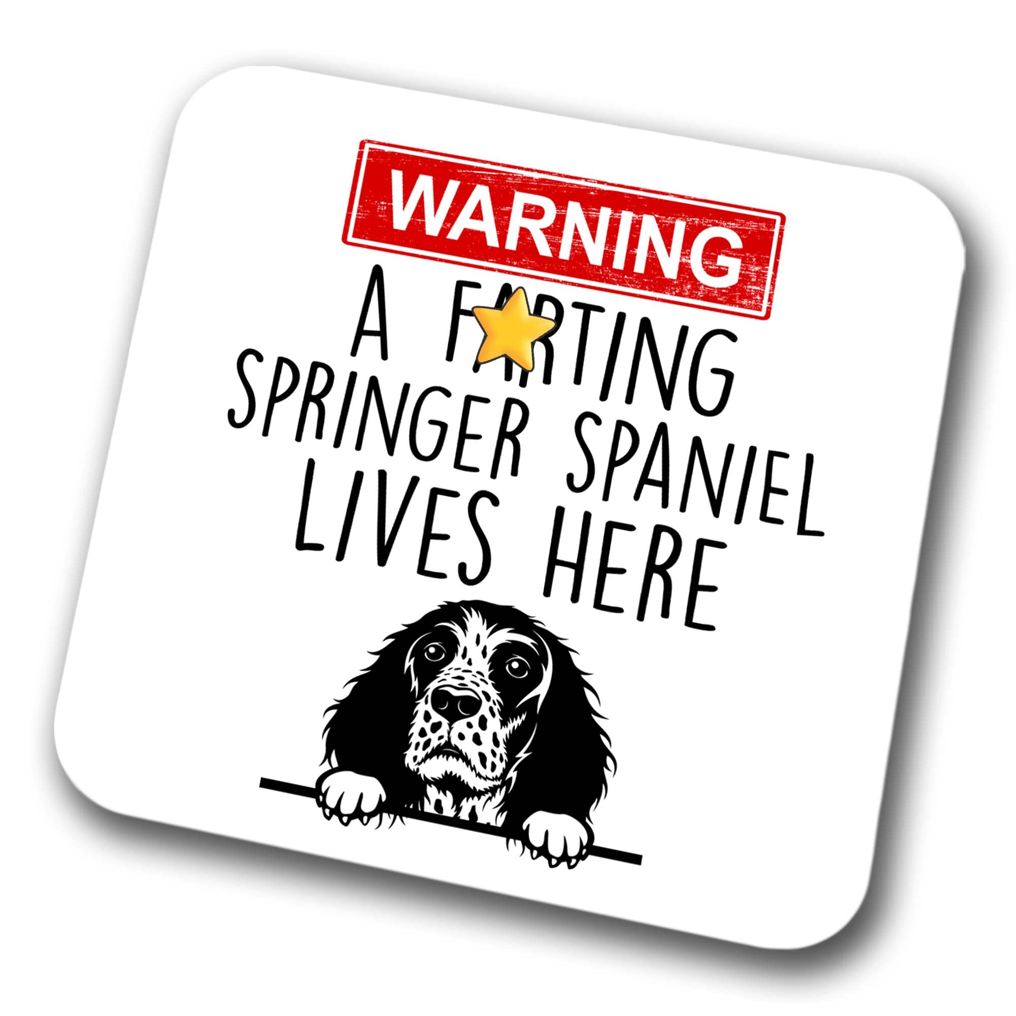 Faithful Prints Boys Springer Spaniel Warning A Lives Here Mum Dad Coaster Dog Dad Springer Spaniel Dad Friend Funny Gift For Birthday Christmas, Springer Spaniel Mum Coaster