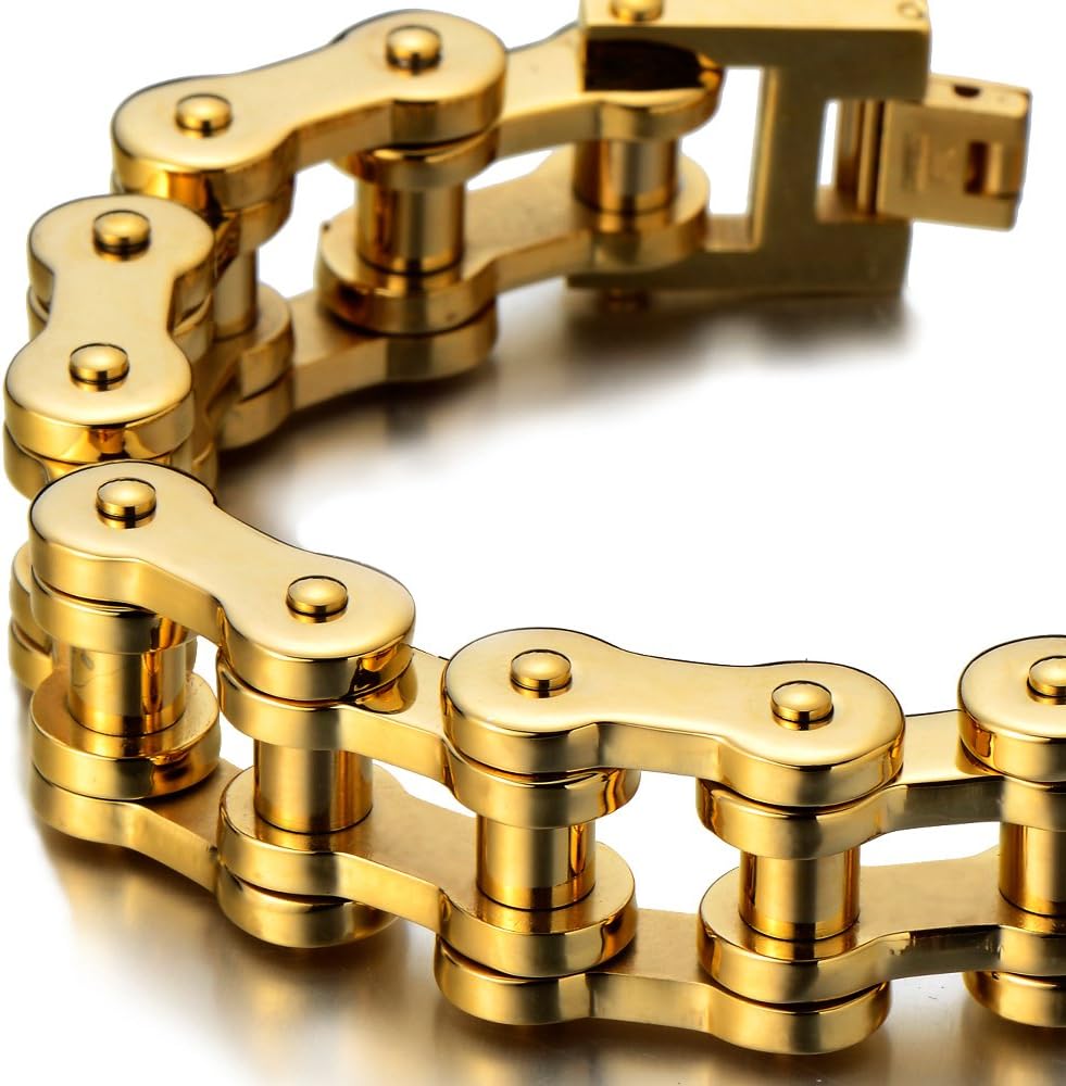 COOLSTEELANDBEYOND Heavy Sturdy Mens Motorcycle Chain Bike Chain Bracelet of Stainless Steel Silver Color Polished - Image 4