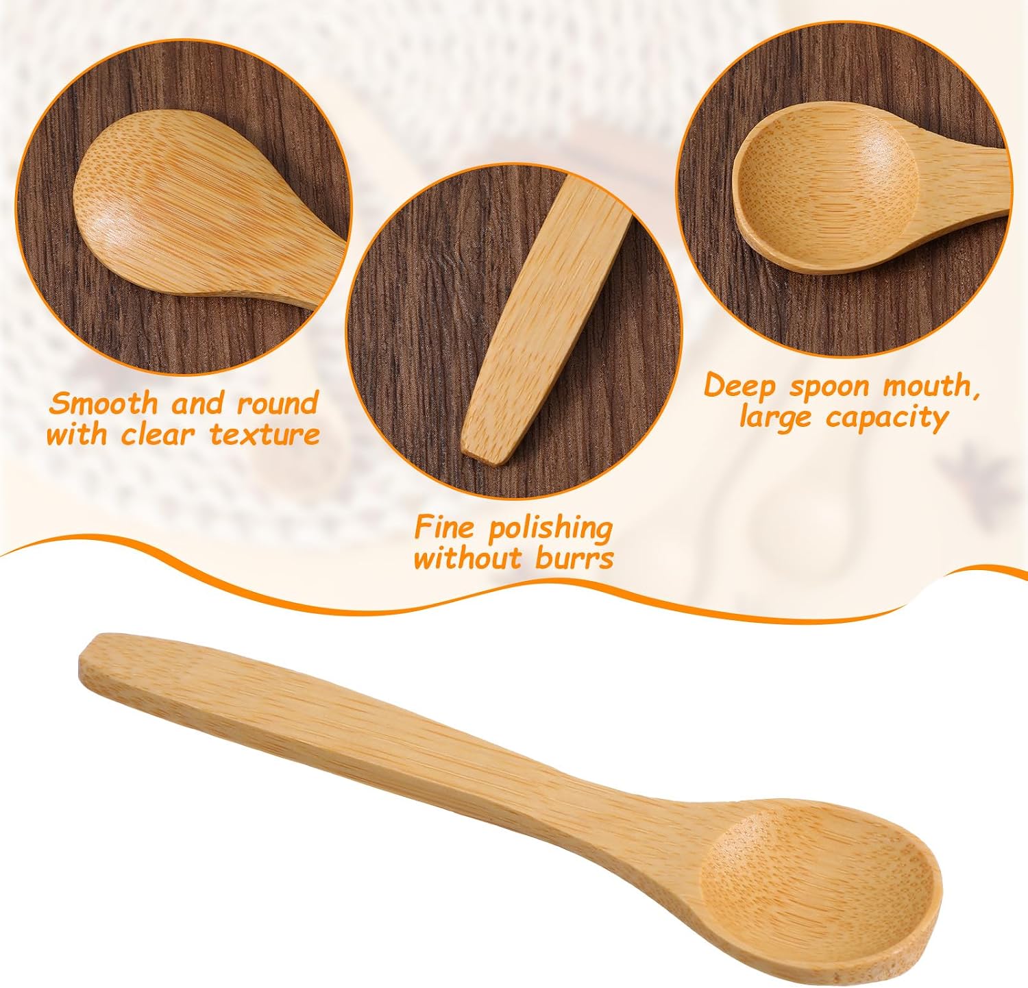 10PCS Bamboo Spoons, 5.12 Inch Mini Wooden Spoons Multi-purpose