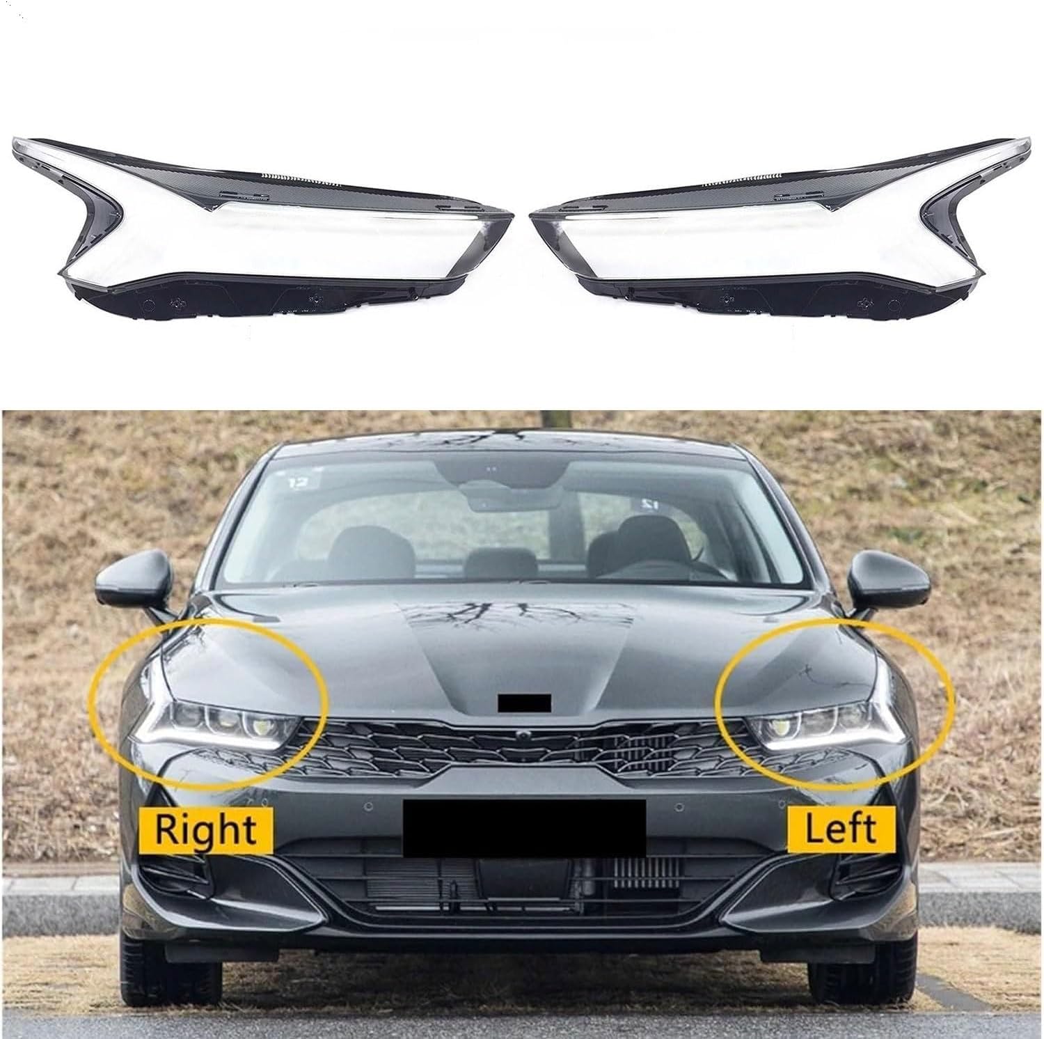 Car Headlight Cover for Kia K5 2021 2022 2023 2024, Transparent Front Headlight Shell Headlamp Lens Cover Lamp Shade Replacement, Car Accessories,Right