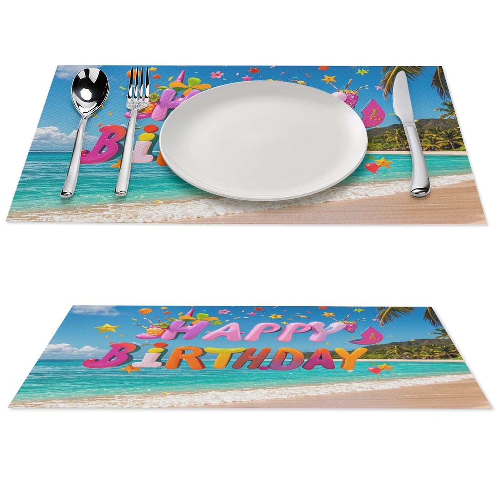 Sets de table anniversaire PVC lavables vinyle tissé table salle à manger