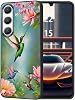 for Samsung Galaxy A15 5G Case,Slim Shock-Absorption Anti-Scratch Soft Shell Cover,Unique Hummingbird and Flowers Design