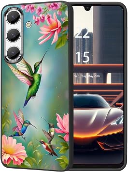 for Samsung Galaxy A15 5G Case,Slim Shock-Absorption Anti-Scratch Soft Shell Cover,Unique Hummingbird and Flowers Design