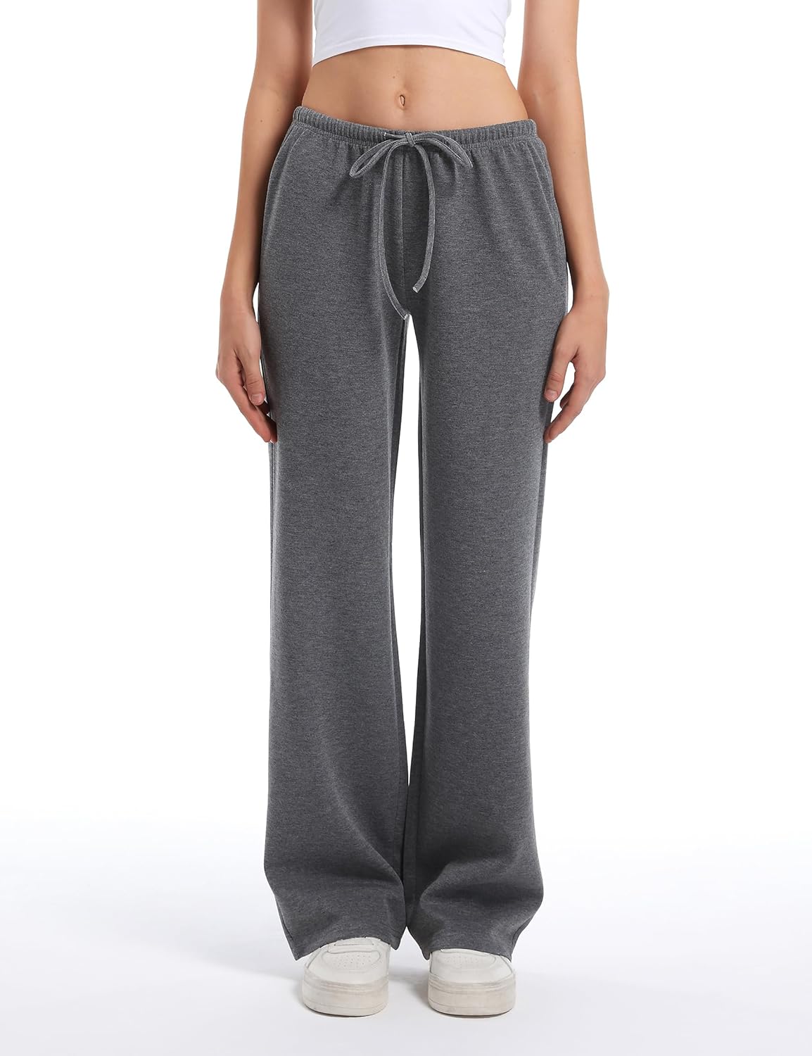 HeSaYep Women's Wide Leg Sweatpants Straight Leg Lowrise Sweat Pants Drawstring Elastic Low Waist Pants with Pockets - Image 5