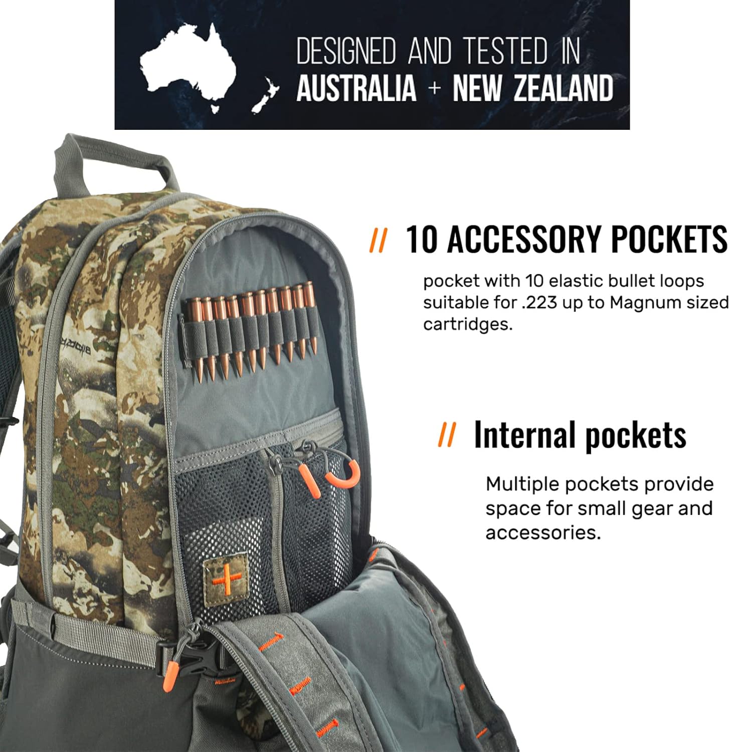 SPIKA Hunting Backpacks for Men, 25L Camo Hunting Day Pack with Water Bladder, Removable Waist Belt, Rifle Holder, Internal Ammo Storage and Rain Cover - Image 3