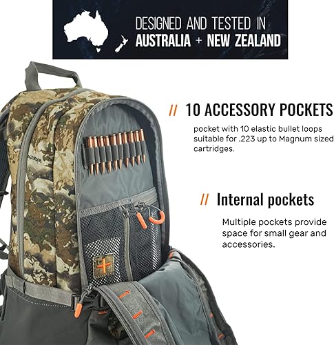 Miniatura 3 de SPIKA Mochila de caza de camuflaje y verde, bolsas militares tácticas, mochila impermeable para cinturón extraíble de cadera de 25 litros