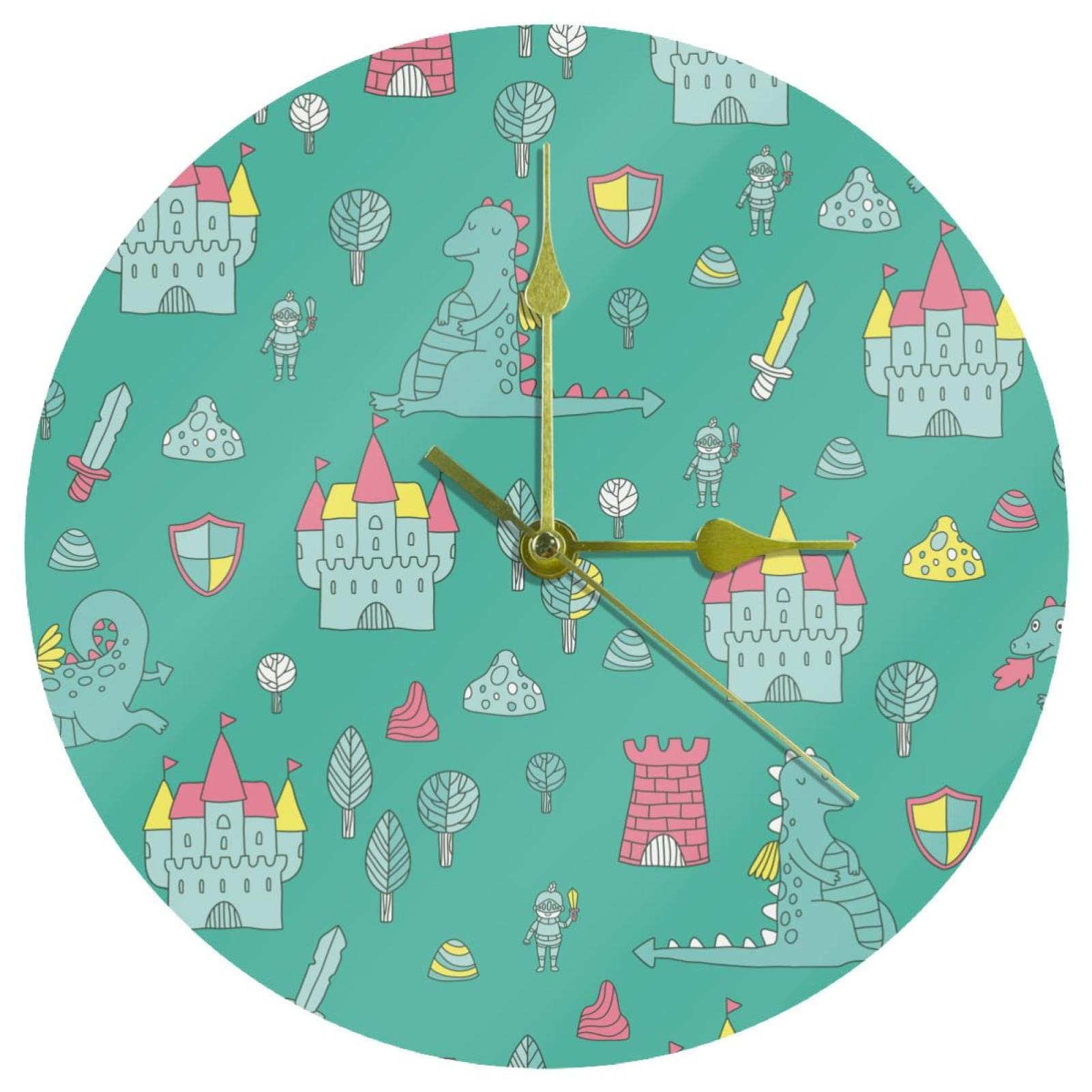Horloge murale acrylique dinosaure 24cm silencieuse sans tic-tac à piles