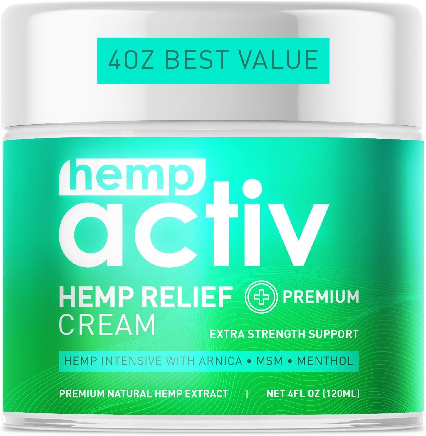HEMPACTIV Cooling Hemp Cream – Menthol, MSM & Arnica – Fast-Absorbing, Non-Greasy Formula for Muscles & Joints – 4oz Best-Value Size