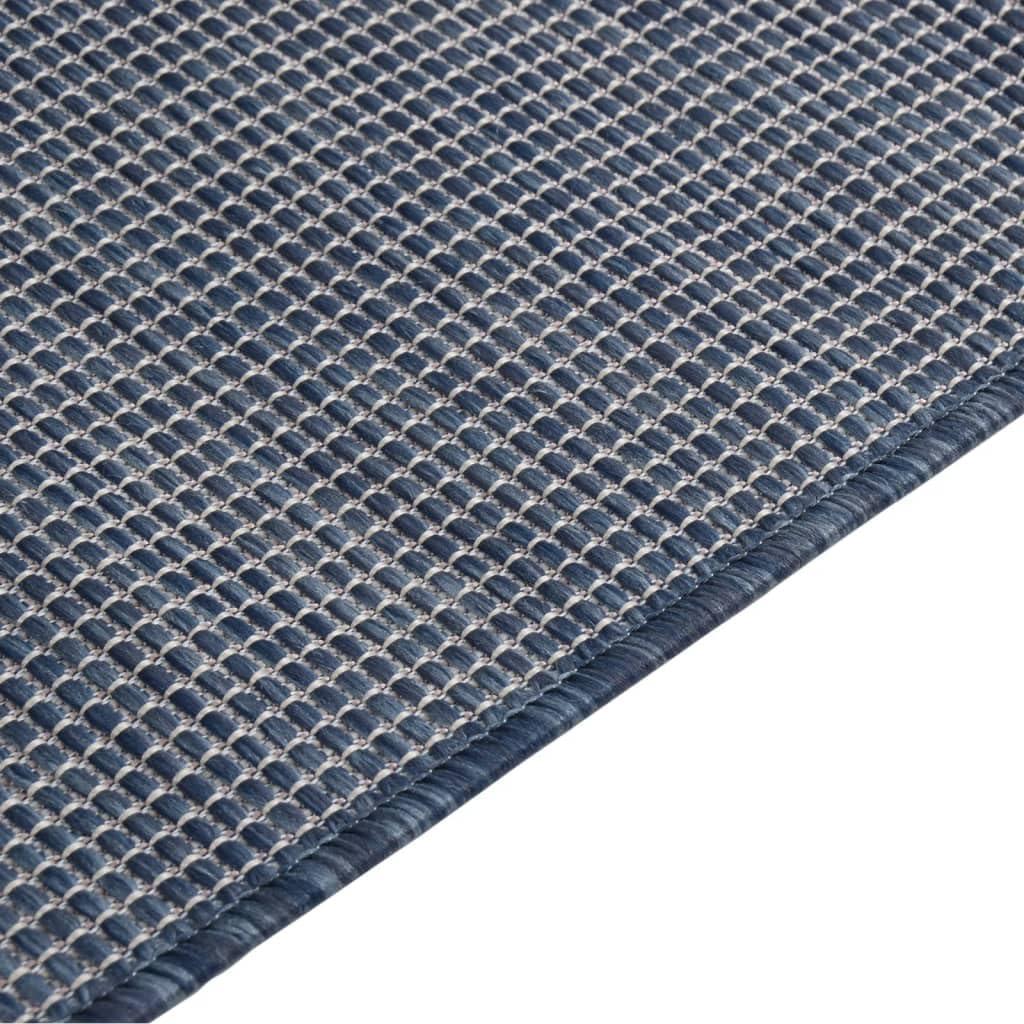 Tappeto per esterni, 80 x 250 cm, blu, resistente a tessitura piatta in polipropilene, per terrazze, balconi, giardini, robusto tappeto per interni ed esterni