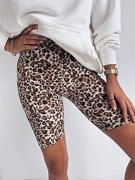Yuki　charbon LEOPARD SHORT LEGGINGS Women Leopard Print Fitness Leggings Tight Sports Yoga Short
