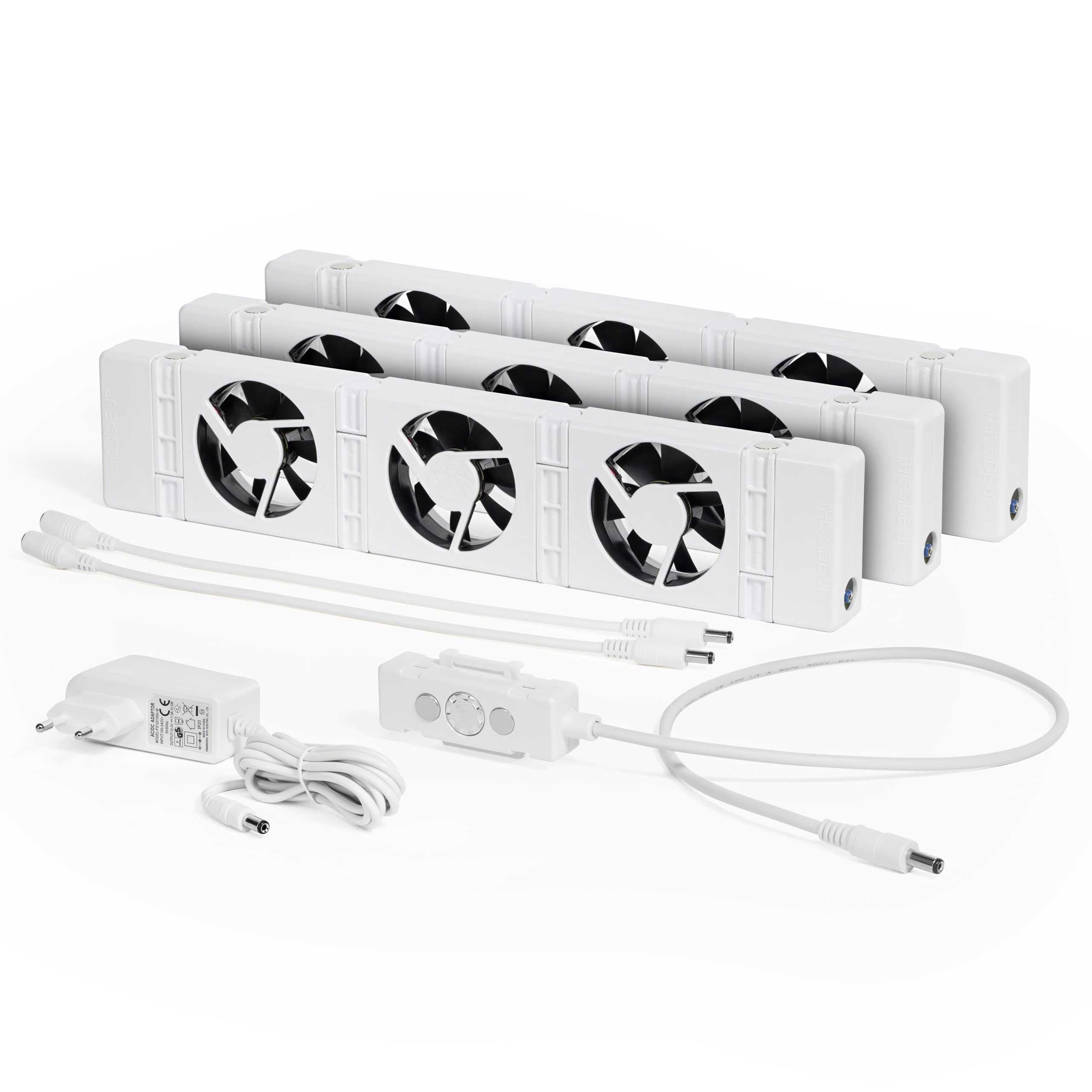 SpeedComfort Heizkörper Ventilator mit Auto Sensor, Trio Set, 3 Stück | Heizungsventilator für Heizkörper 120-180 cm, 2x schneller warm, bis zu 22% Energieeinsparung, auch für Konvektoren