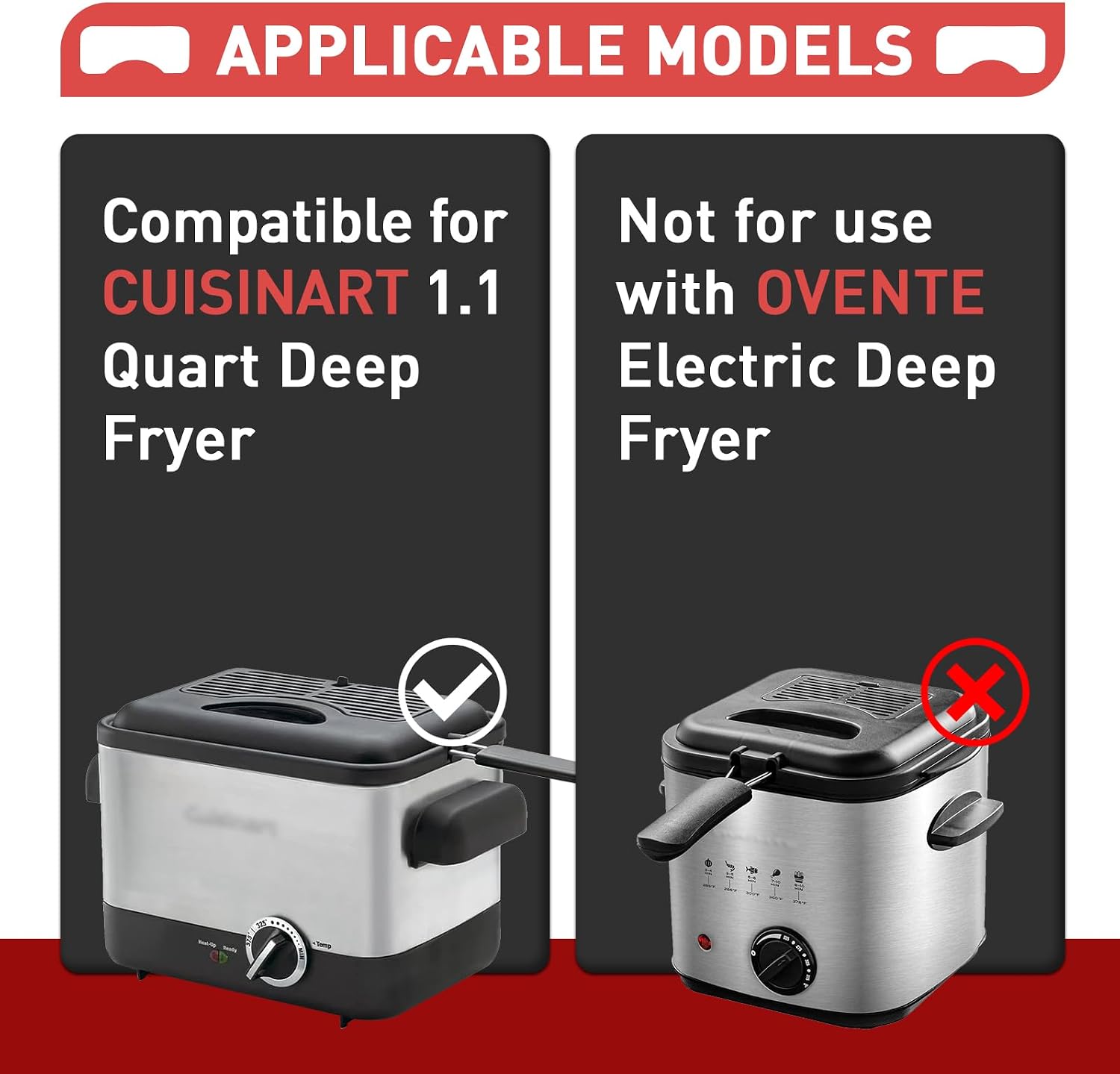 6 Packs Deep Fryer Filters, Compatible with Cuisinart Deep Fryer 1.1 Quart, 6 Pcs in Total, Black