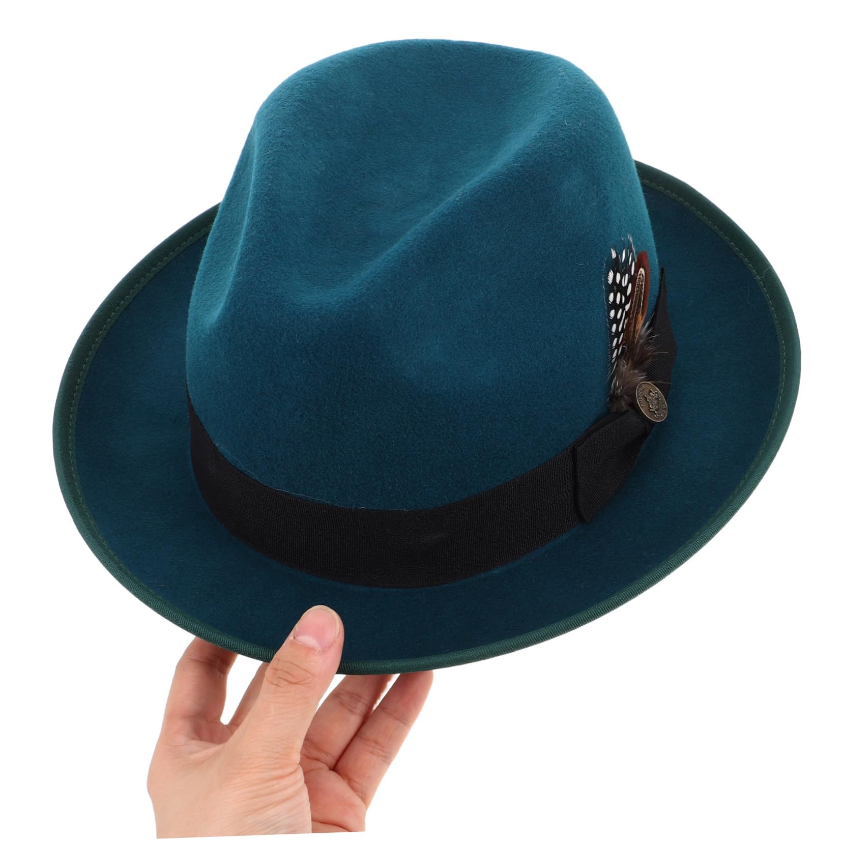 PartyKindom Sombrero De Lana Sombreros De Fieltro para Hombre Vaquero De Fieltro Negro De Vaquero De para Hombre Fedora Clásico De Green