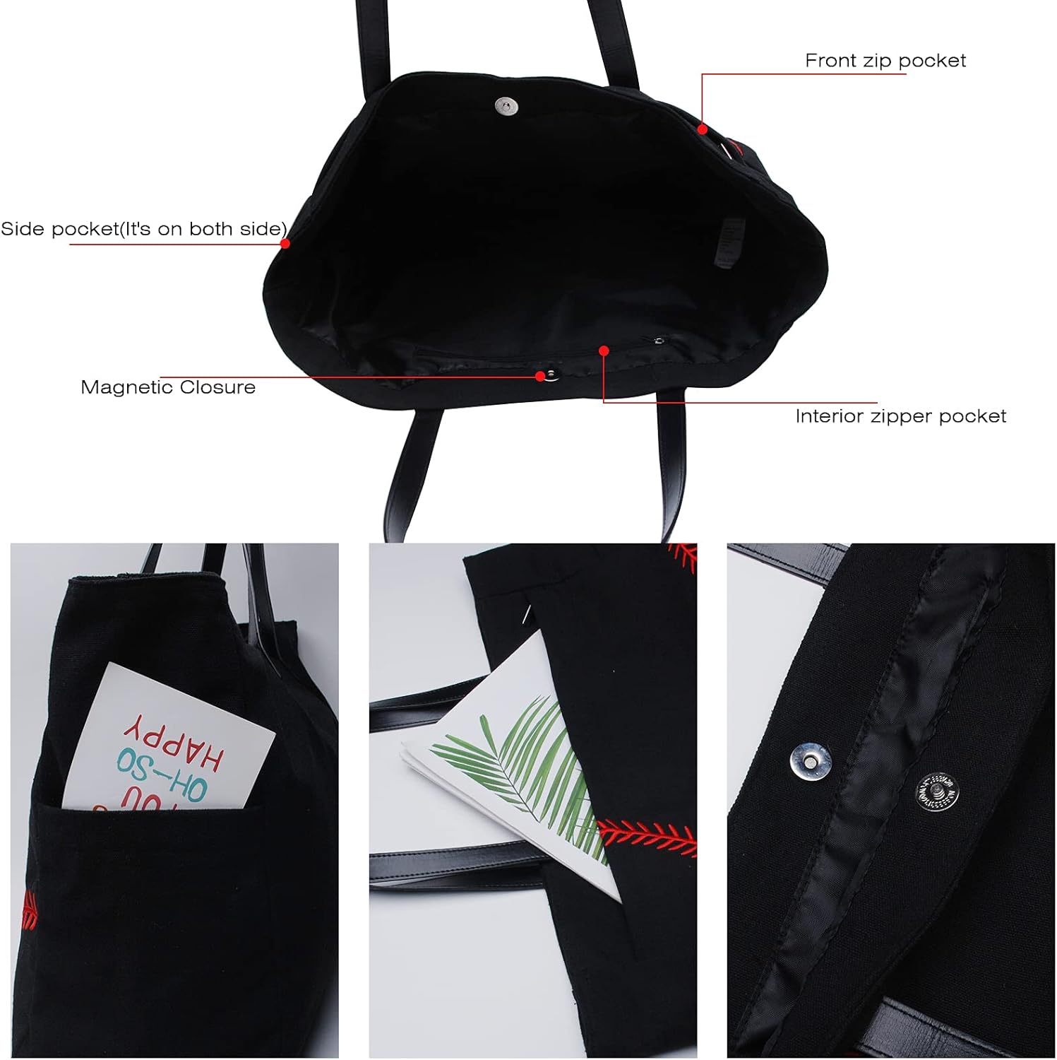 Gabigaba Woman Baseball Tote Handbag Large Oversize Casual Canvas Sports Mom Beach Travel Bag - Image 5