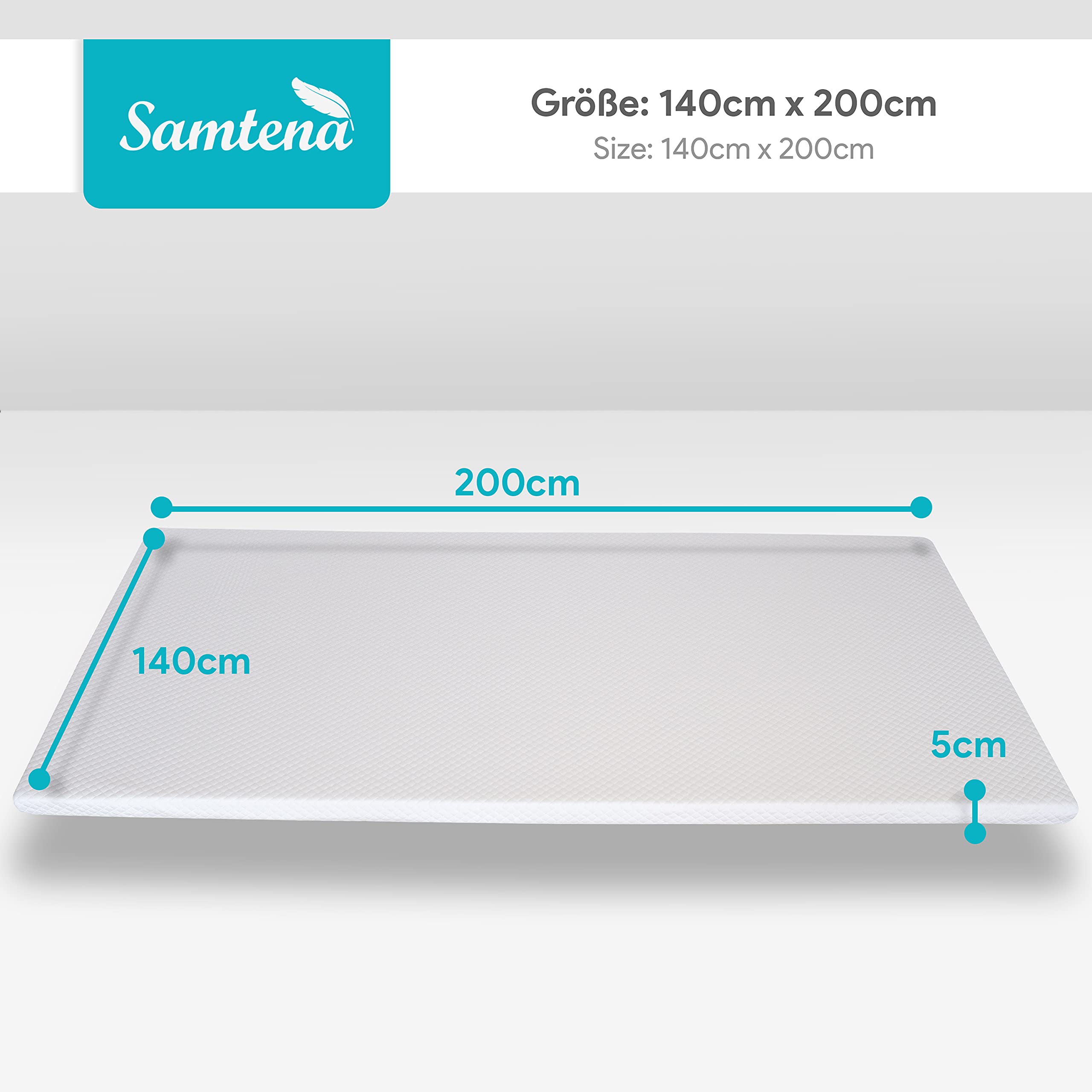 Topper viscoelástico para colchón de 140x200, Grosor 5cm, Sobrecolchón Memory Foam, Edition Standard, Model Deluxe, Cubrecolchón de Espuma, Espuma viscoelástica, Espuma Memoria, Topper Sofa