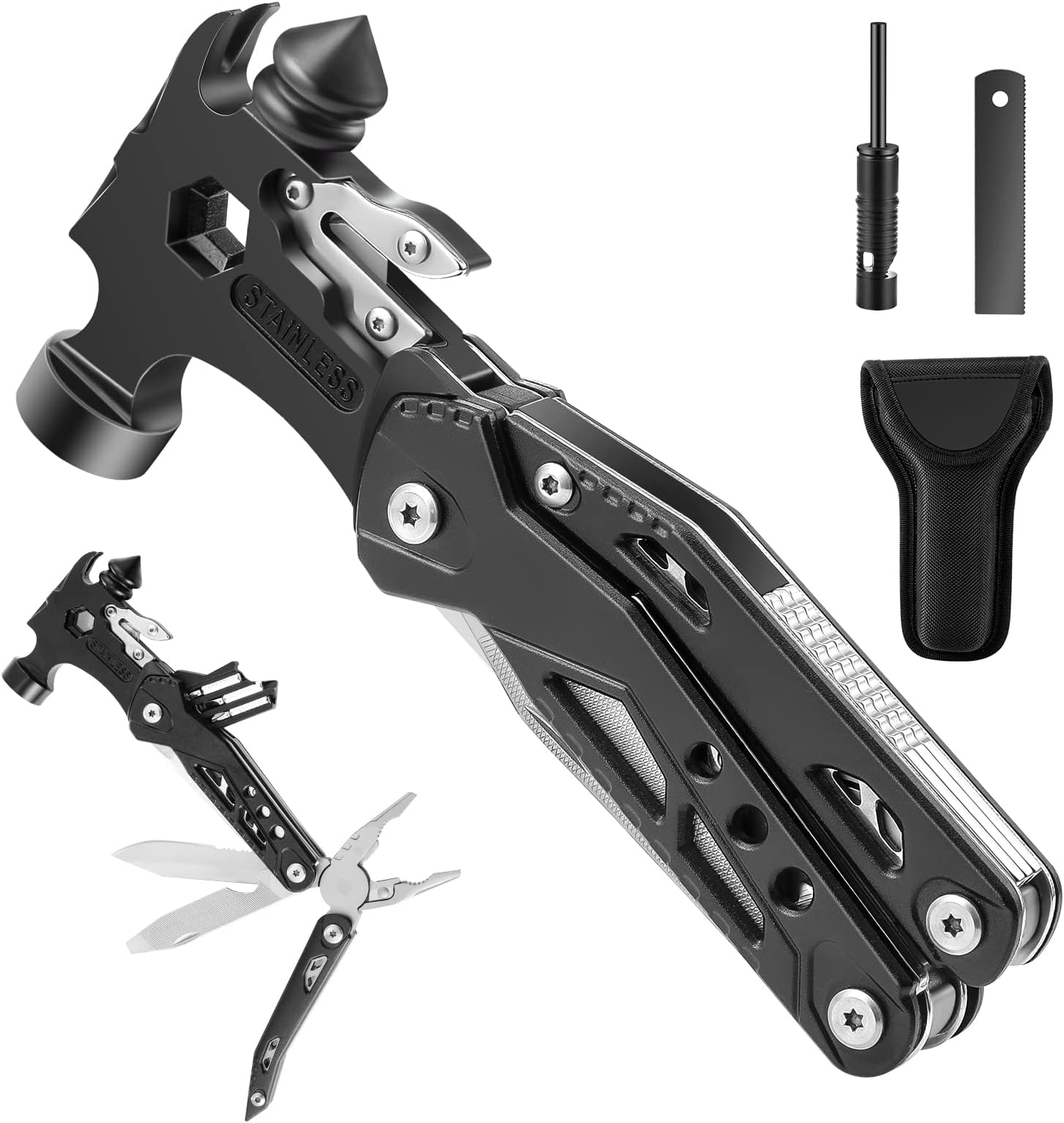 Ultimate 16-in-1 Multitool Hammer | Perfect Anniversary, Birthday, and Christmas Gifts for Outdoor Enthusiasts | Ideal for Men, Boys, and Dads | Cool Gadgets for Hiking and Outdoor Adventures