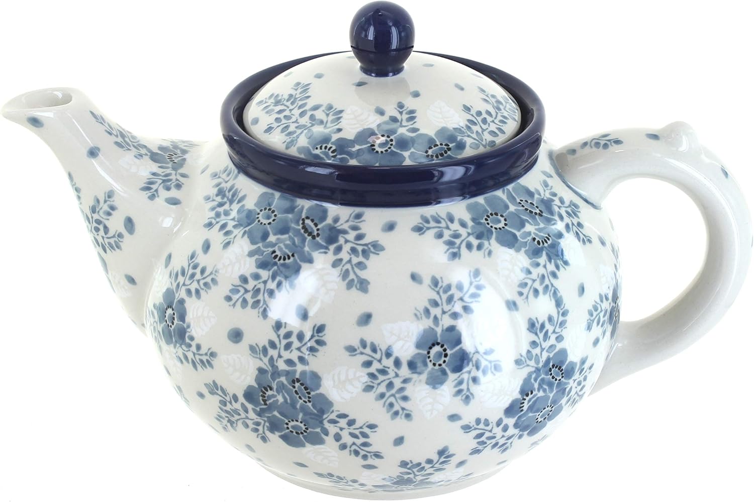 Blue Rose Polish Pottery - Orange Spring Tulip Medium Teapot - 4 Cup Capacity - Hand-Painted Polish Pottery Ceramic Coffee & Tea Server