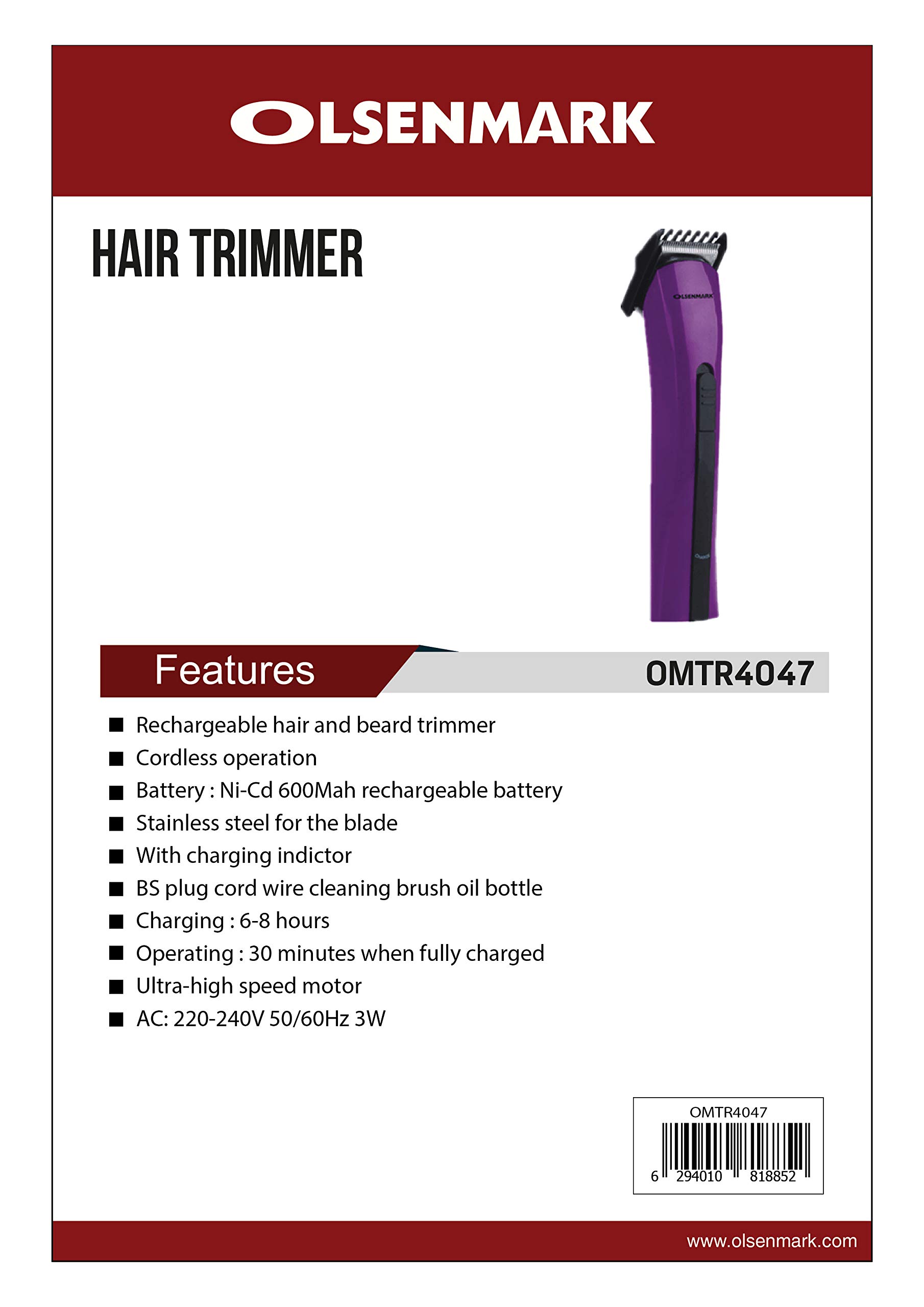 Olsenmark Hair Trimmer 1X60