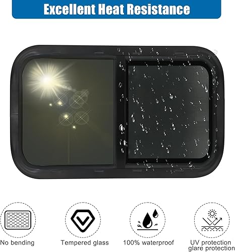 Miniatura 6 de OUTPRIZE Ventana horizontal para caravana, 21 pulgadas de ancho x 14 pulgadas de alto, protección UV, ventana corrediza tintada para caravana con