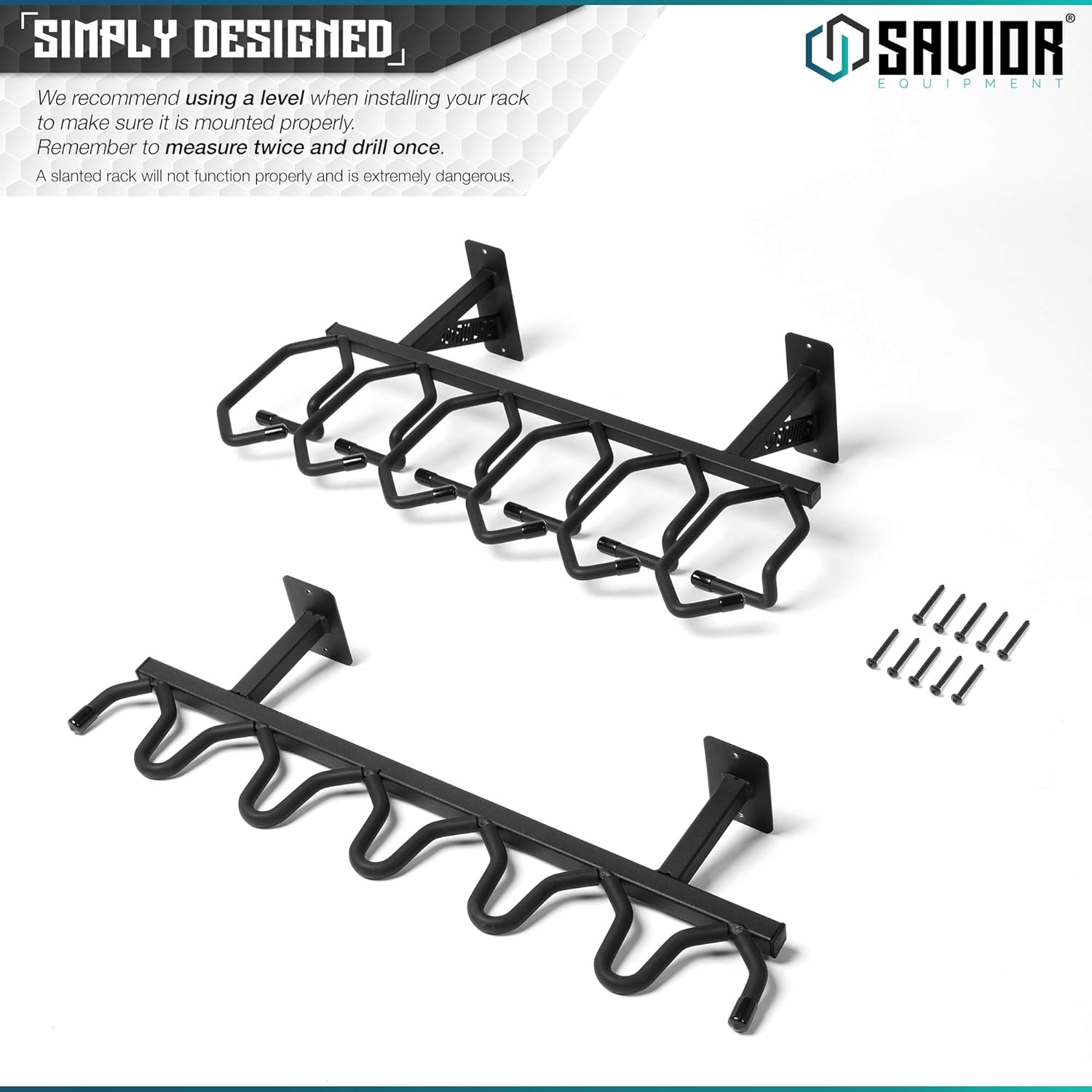 Savior Equipment Wall-Mount Rifle Rack Tactical Shotgun Carbine Firearm Free-Standing Gun Display Indoor Storage Rack - Heavy Duty Steel, 6-Slot Holds up to 150 Lbs