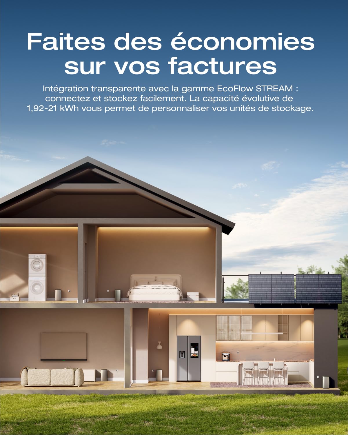 Kit Solaire EcoFlow Stream 800W avec Panneaux solaires 400 W*2 | Pour balcons, Jardins, toits, Seuls Quelques Petits défauts dans l'emballage, Le Produit n'a Pas été utilisé(Reconditionné)