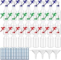 Vista 8 de Zubebe Paquete de 24 botellas rociadoras de plástico de 32 onzas a granel, botellas de spray vacías a prueba de fugas resistentes para suministros