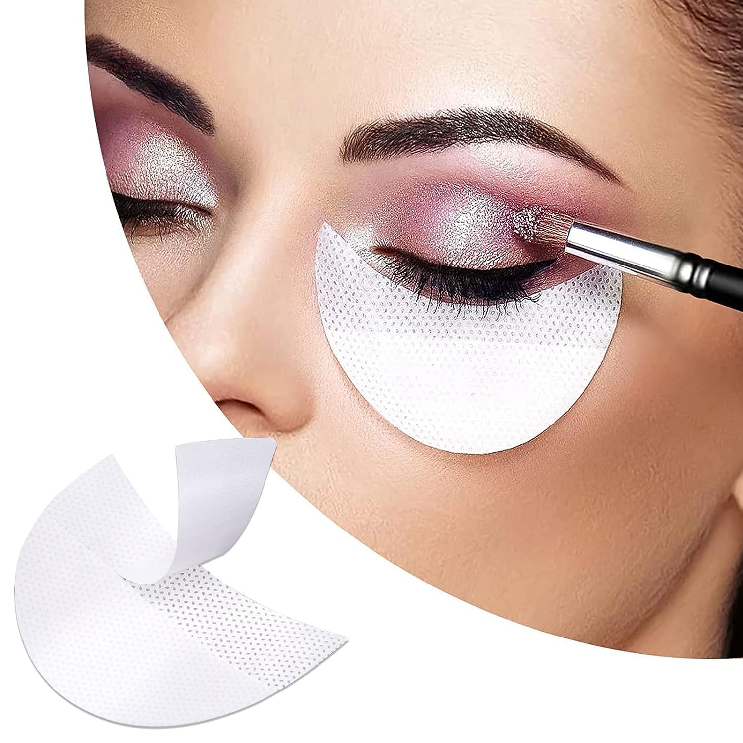 SZYYQ 120 Pcs Eyeshadow Pad, Shield Eyeshadow Patches, White Eyeshadow Stencils, Under Eye Pads Prevent Makeup Residue for Eyelash Extensions Lip Makeup, Half-Moon Shape