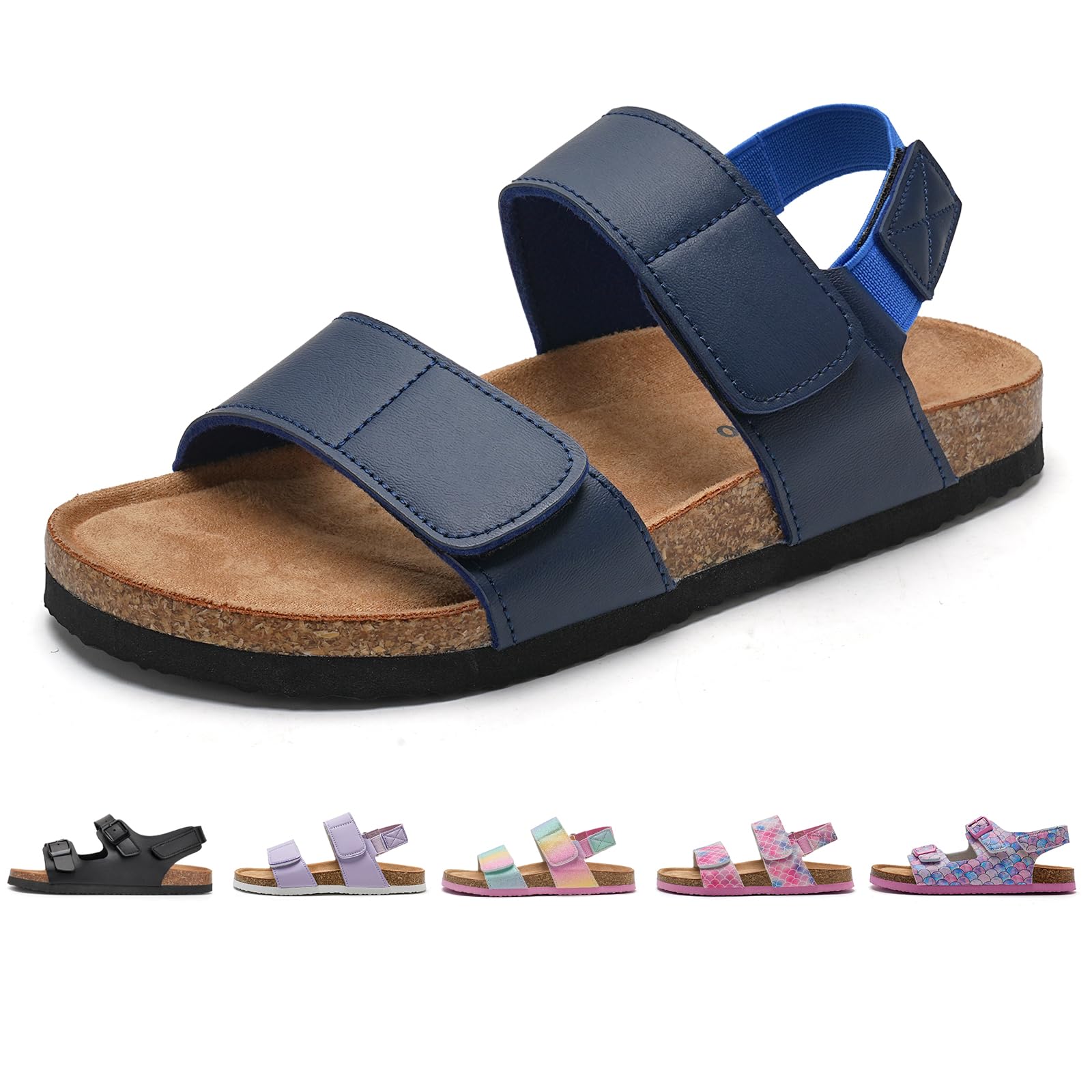 Torotto Sandalen Mädchen Jungen Mit Kork Sandals Kinder Pantoffeln Riemen Verstellbare Schnalle Rutschfeste Mit Klettverschluss Sandaletten für Drinnen und Draußen