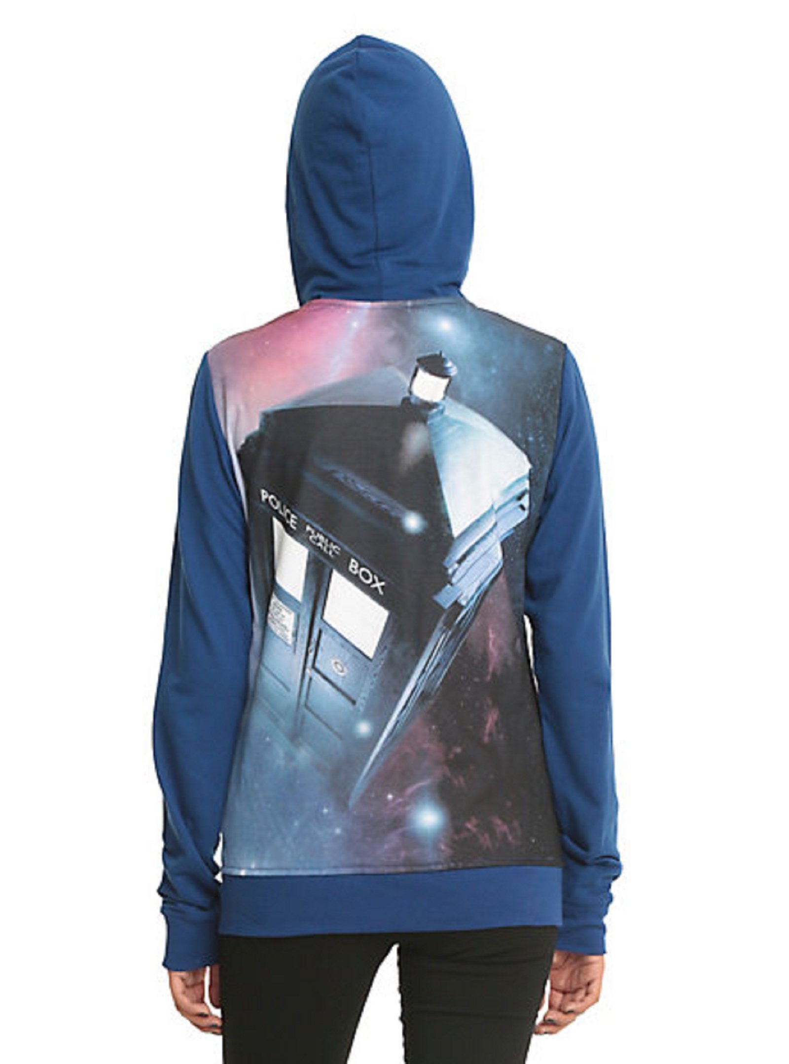 Doctor Who Tardis Flying Back Graphics Womens Hoodie