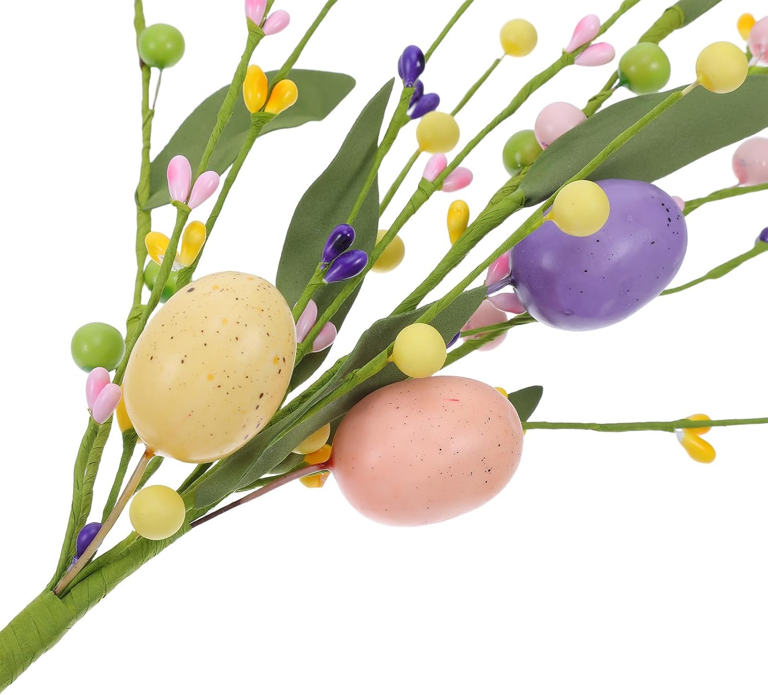 3PCS Artificial Easter Egg Floral Picks - Fake Spring Wildflower Stems Floral Arrangements for Easter Home Centerpiece Vase Windowsill Decor