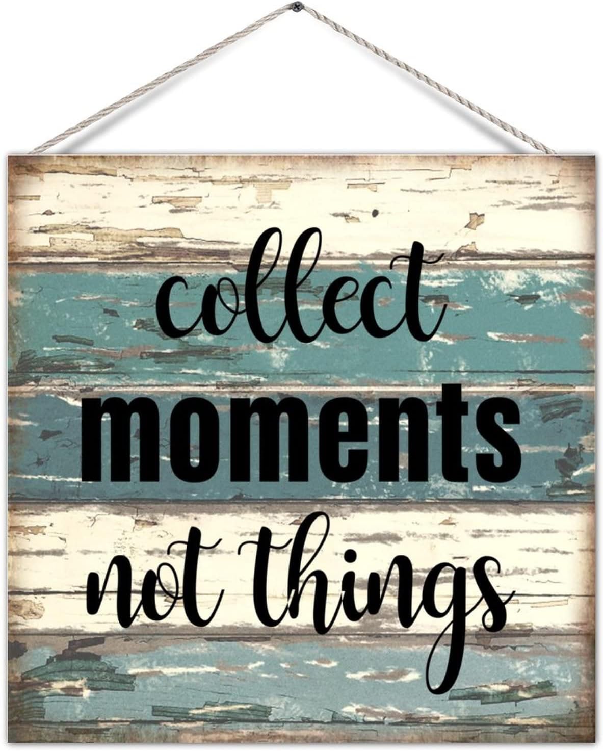 Rustic Wood Pallet Sign Plaque Collect Moments Not Things Vintage Farmhouse Wooden Wall Pediment Wall Hanging Sign Wall Hanging Decor for Kitchen Bedroom Home Decor 12in