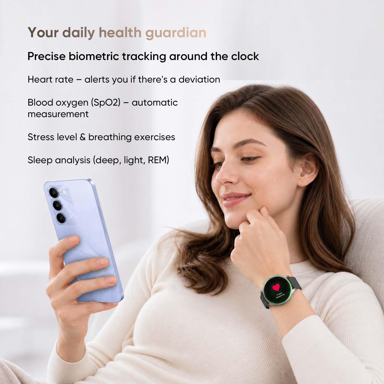 realme Watch S5 Smartwatch 1,43" AMOLED 1500nit, 5ATM Étanche, GPS Indépendant 5 GNSS, Autonomie 20 Jours, 110 Modes Sport, Surveillance Santé IA, Appels Bluetooth, Blanc