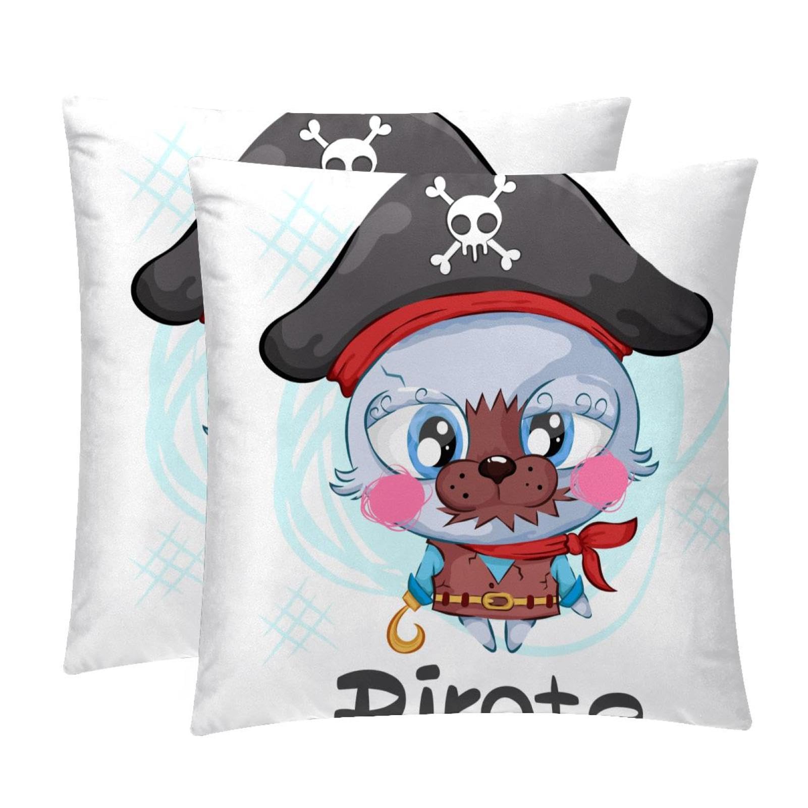 TDGKPZ Cat Pirate Throw Pillow Covers 2 Pack Pillowcases Soft Cozy Pillow Cases For Couch Bed Sofa 45x45cm