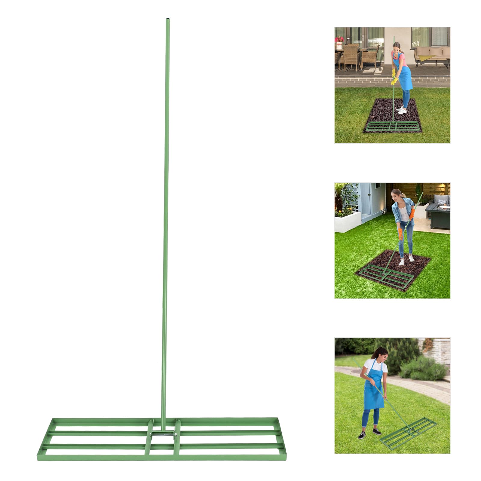 Rastrillo nivelador de césped con rotación de 180 Grados para nivelar fácilmente Superficies sucias y aceitosas en Patios, Jardines y Campos de Golf.