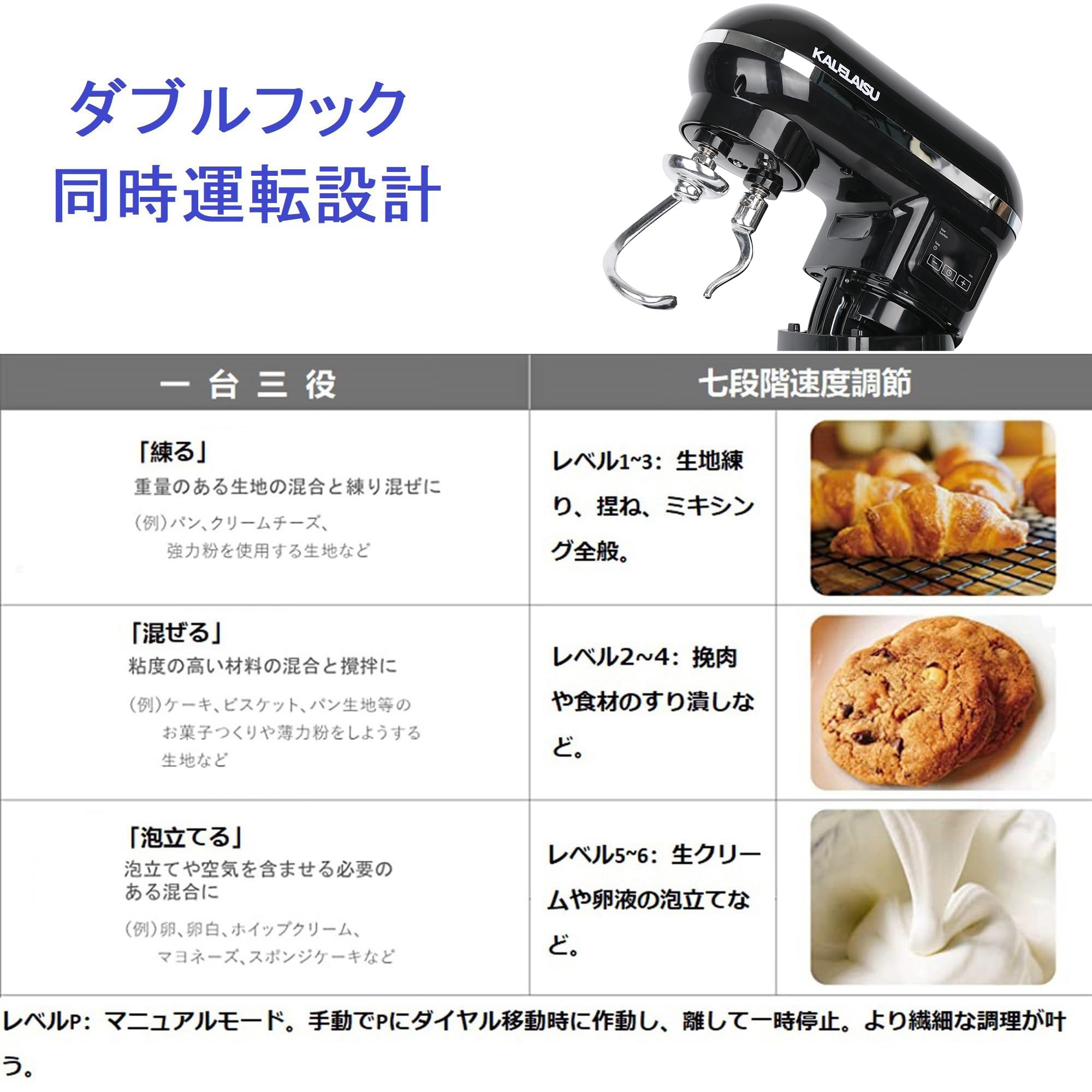 Amazon | 業務用スタンドミキサー 卓上ミキサー スタンドミキサー 5.5L