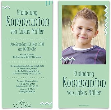 30 X Kommunion Einladungskarten Kommunionseinladungen Kommunionskarten Verspieltes Zickzack Amazon De Burobedarf Schreibwaren