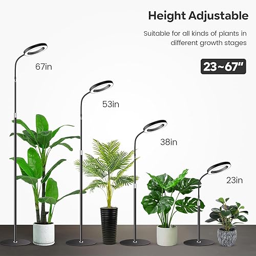 Miniatura 10 de Garpsen Luces de cultivo para plantas de interior, 80 luces LED de espectro completo con temporizador para 6H12H16H, 5 niveles regulables y lámpara