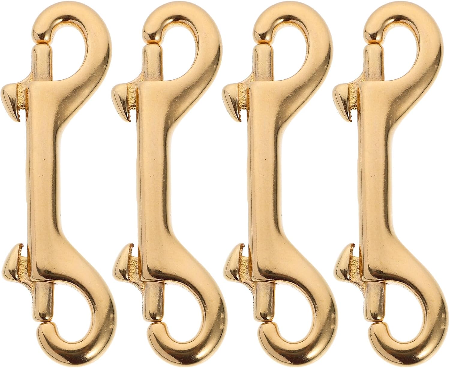 Mikikit Double Ended Bolt Snap Double Ended Bolt Snap Hooks: 4 Pcs Brass Lobster Clasp Oval Swivel Trigger Clips Hooks Eye Bolt Snap Metal Clips for Diving, Dog Leash, Key Chain Bolt Snap Hooks