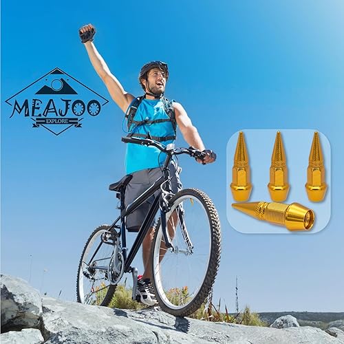 Miniatura 4 de MEAJOO 4 tapas de vástago de válvula de neumático estilo pinchado, cubiertas universales de aleación de aluminio a prueba de polvo para automóviles,