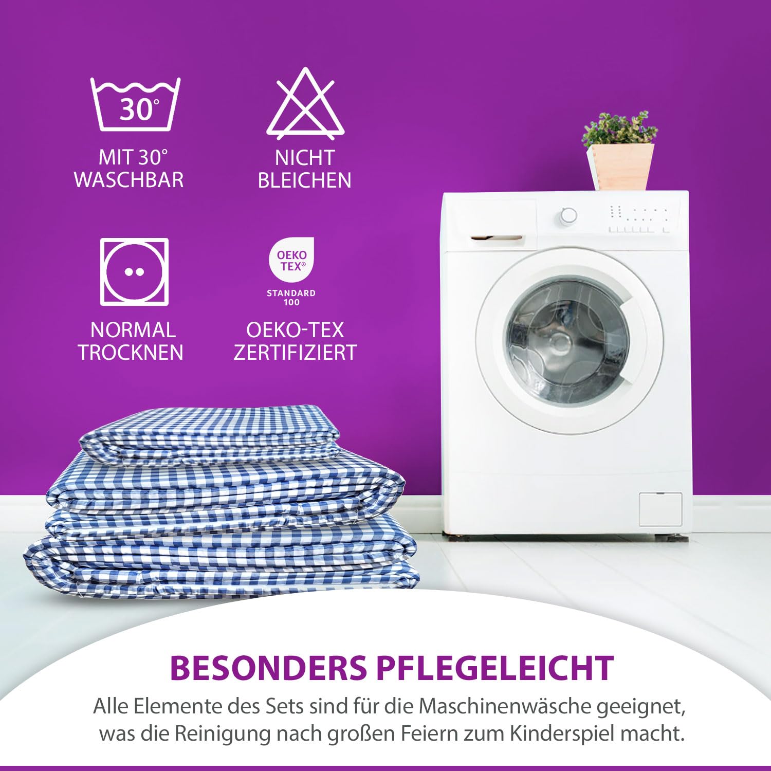 Set di 3 cuscini per panchina, colore: blu/bianco