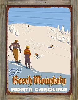 Ski Beech Mountain North Carolina Rustic Metal Print on Reclaimed Barn Wood from Travel Artwork by Artist Paul A. Lanquist 17" x 23"