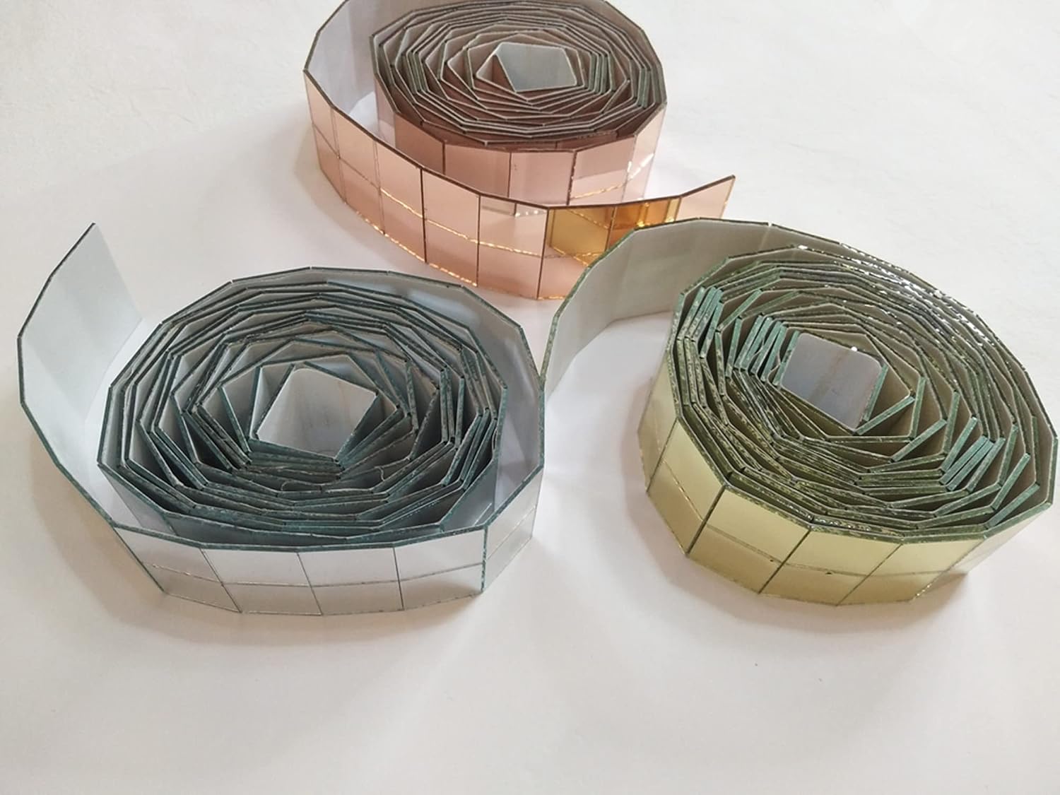 MEYA 250PCS of 3/4'' Glass Mirror Roll Tiles for Crafts, 2CM Mini Square Glass Mirror Tiles Self Adhesive Mirror Strips for Wall (2.5 Meters, Silver Mirror)