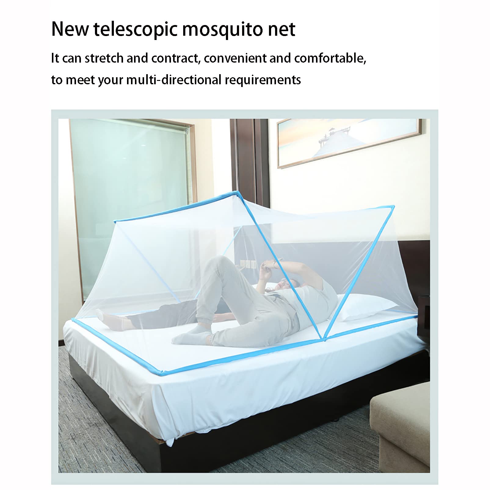 Schlafzimmer Faltbares Moskitonetz, Sommer-Moskitozelt für Kinder und Erwachsene, Studentenwohnheim Betthimmel Einzelbett Größe 190 X 80 X 80 cm,Blue,190x80x80cm