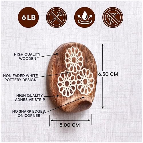 Miniatura 7 de IndianShelf Ganchos de pared de madera, ganchos de pared adhesivos para paredes, ganchos para paredes, ganchos decorativos, ganchos para toallas