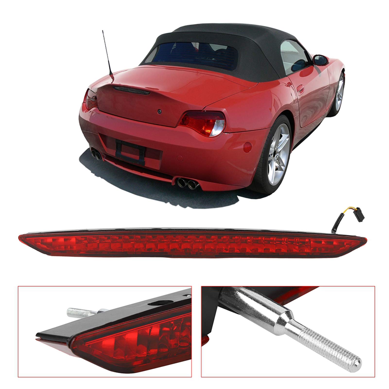 KIMISS z4 e85 luce terzo stop-Gruppo Luce Terzo Stop Luce Stop di Alto Livello Fanale Posteriore Indicatore di Direzione Dinamico Ad Alta Luminosità per Z4 E85 02-08 24 Valvole (rosso)