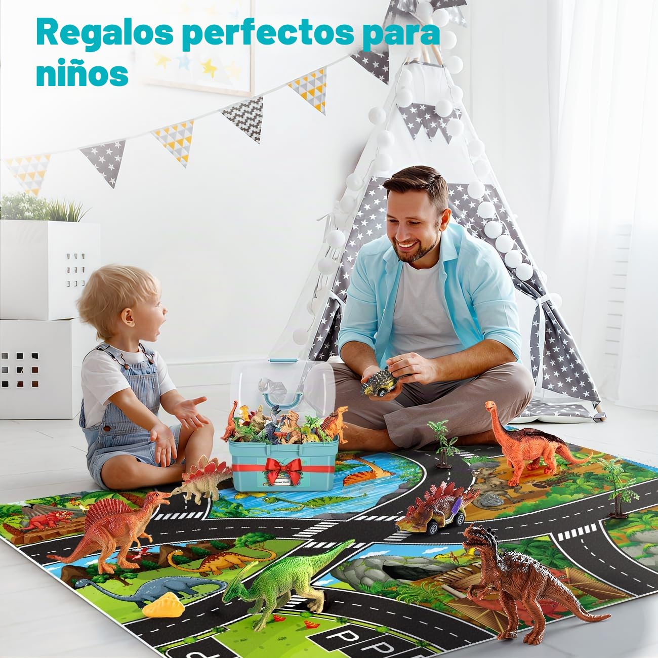 HahaGift Juguetes de dinosaurio para niños de 3, 4, 5, 6 años, juegos de dinosaurios para niños de 3, 4, 5, 6, 7 años, juego de figuras de dinosaurio para niños de 3 a 5 años, regalos para niñas de 3