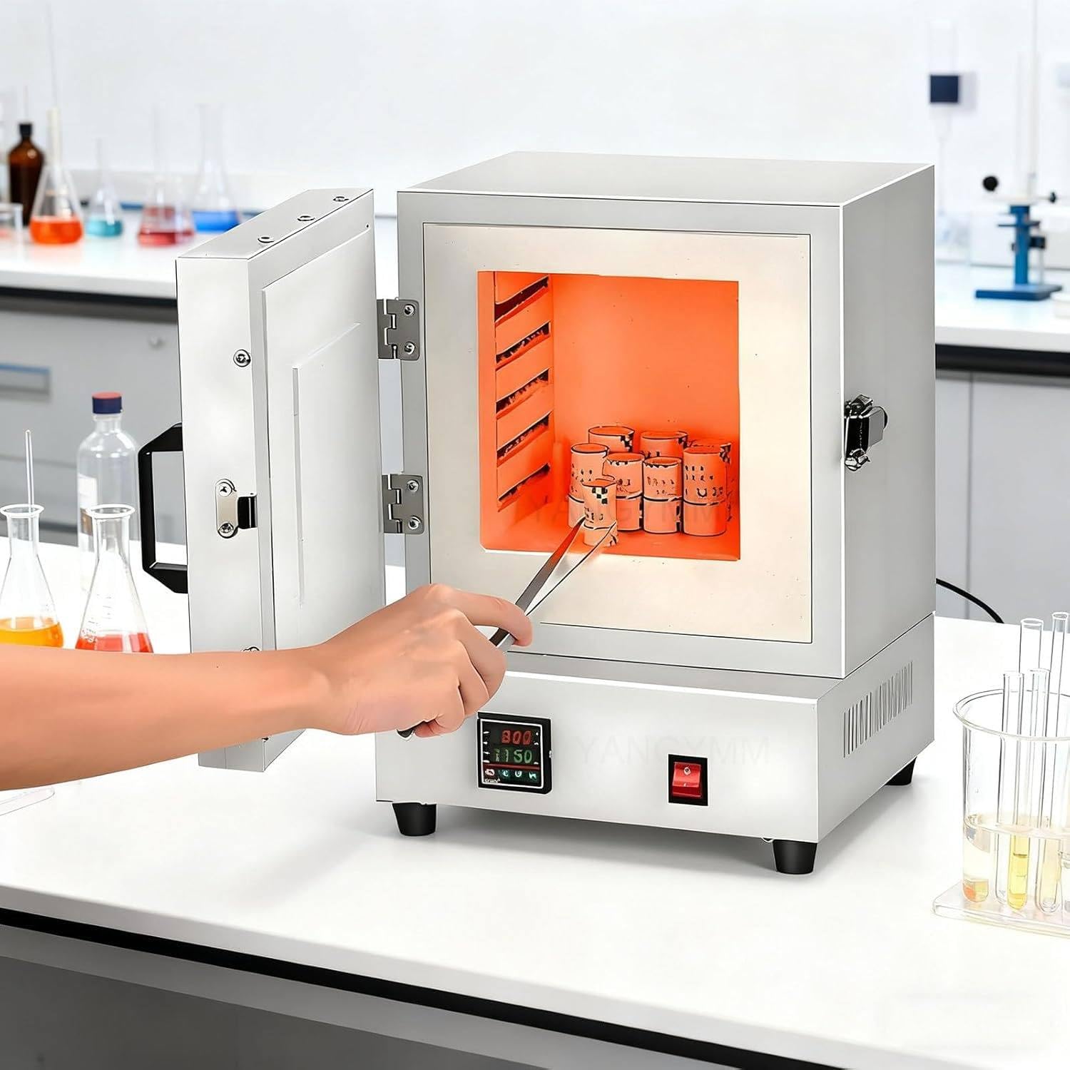 Horno de mufla Digital de Laboratorio de Fibra cerámica de 1150 ℃ y 2000 W para procesos de incineración, Tratamiento térmico y desparafinado de moldes de Yeso para joyería.