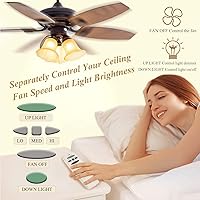 Vista 2 de UC7078T - Control remoto para ventilador de techo con luz hacia arriba, repuesto para Hampton Bay Harbor Breeze Hunter, compatible con UC7078T