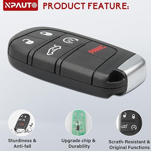 Miniatura 2 de NPAUTO Llavero de repuesto para Jeep Grand Cherokee 2014 2015 2016 2017 2018 2019 2020 2021 2022  Control remoto de entrada sin llave, arranque de